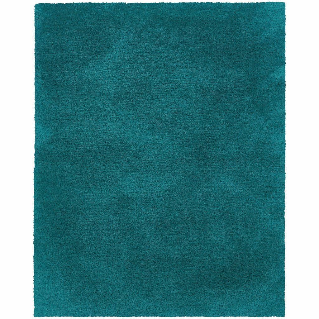 Cosmo Teal  Solid  Shag Rug - Free Shipping