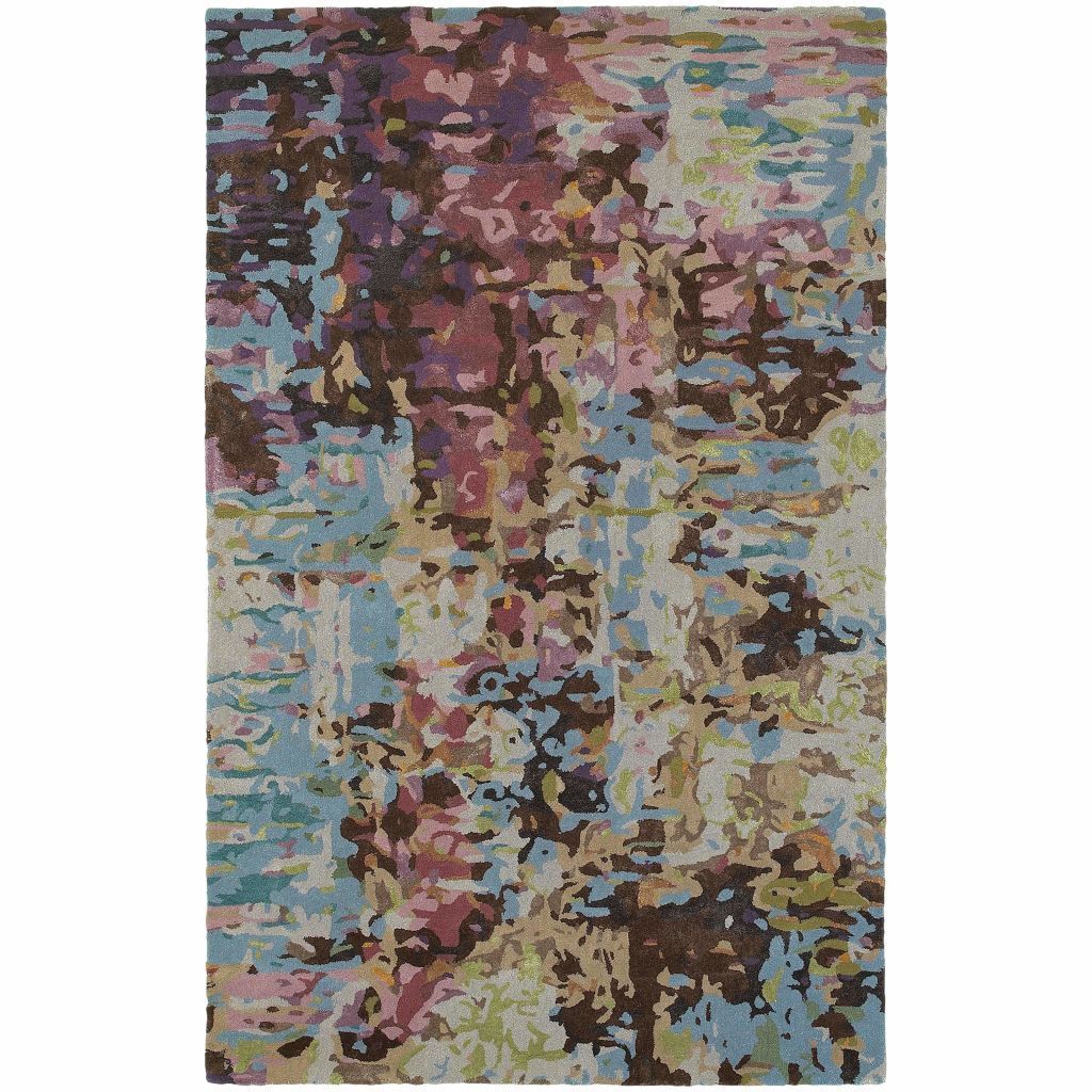 Galaxy Blue Multi Abstract  Contemporary Rug - Free Shipping