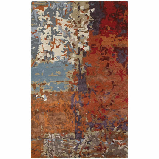 Galaxy Multi Orange Abstract  Contemporary Rug - Free Shipping