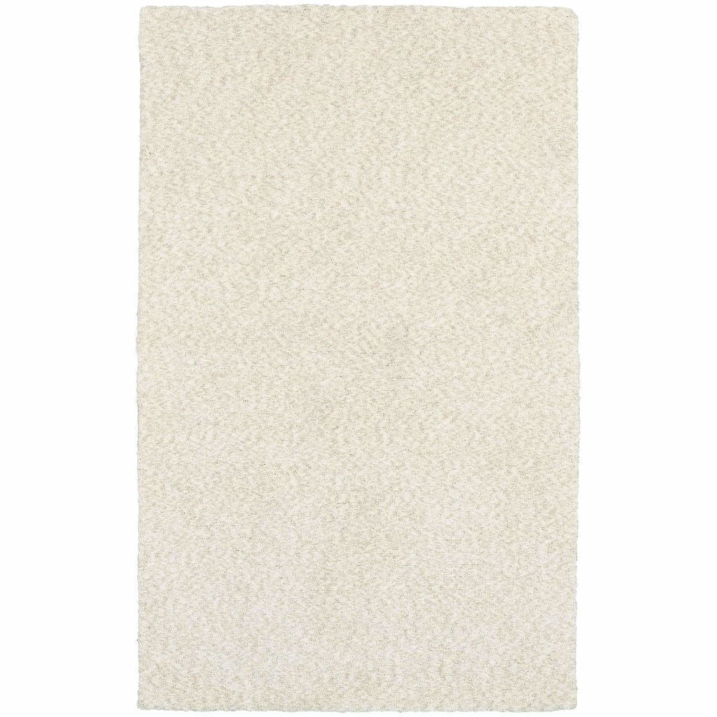 Heavenly Ivory  Solid Heathered Shag Rug - Free Shipping