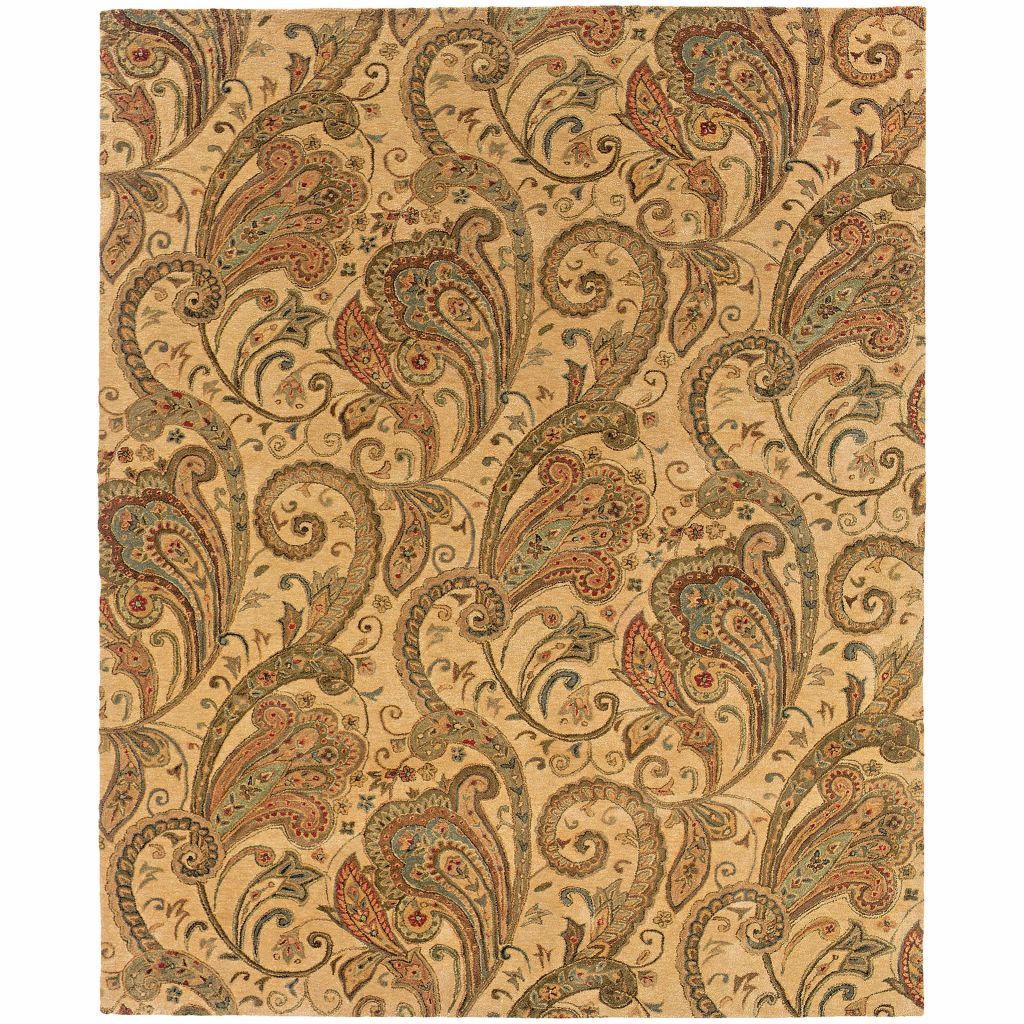 Huntley Beige Gold Paisley  Transitional Rug - Free Shipping
