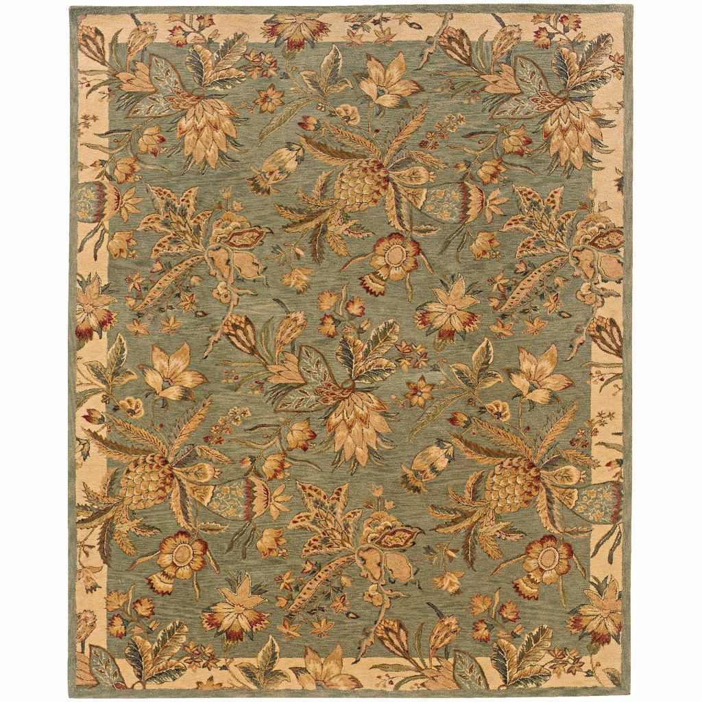 Huntley Blue Ivory Floral Tropical Transitional Rug - Free Shipping