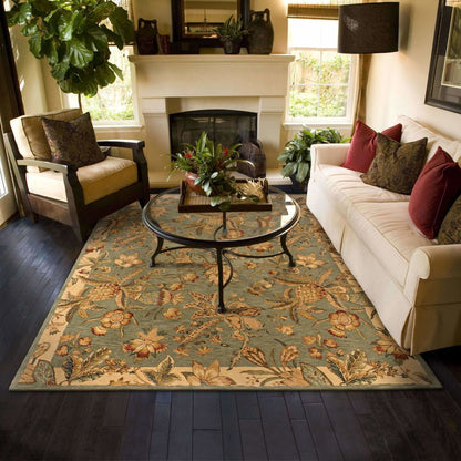 Tufted - Huntley Blue Ivory Floral Tropical Transitional Rug