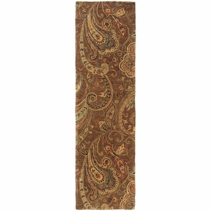 Tufted - Huntley Brown Gold Paisley  Transitional Rug