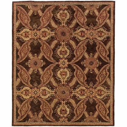 Huntley Brown Rust Floral  Transitional Rug - Free Shipping