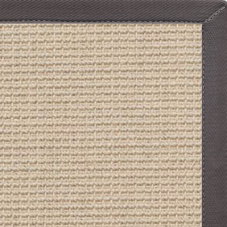 Posh Rug Linen Color Brasilia Sisal Rug with Quarry Cotton Border