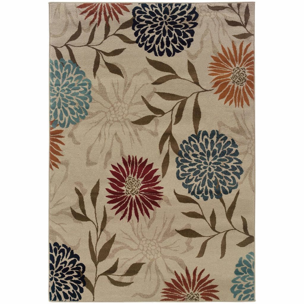 Adrienne Grey Brown Floral  Transitional Rug - Free Shipping