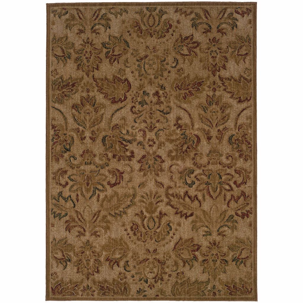 Allure Beige Green Floral  Transitional Rug - Free Shipping
