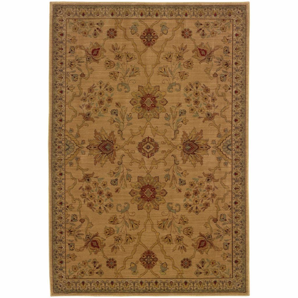 Allure Beige Red Floral  Traditional Rug - Free Shipping