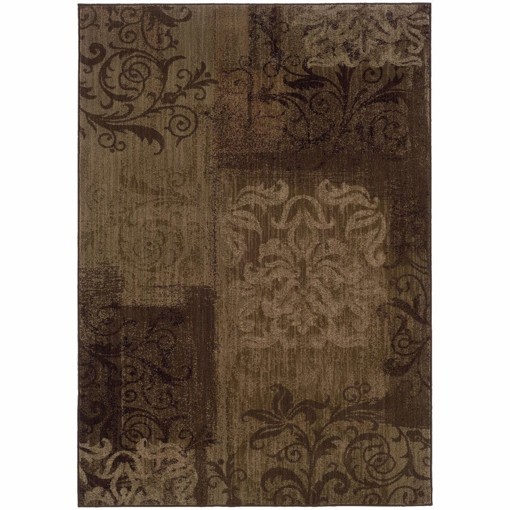 Allure Brown Beige Floral  Transitional Rug - Free Shipping