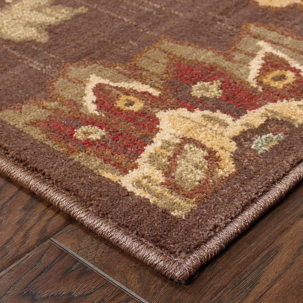 Woven - Allure Brown Green Floral  Transitional Rug