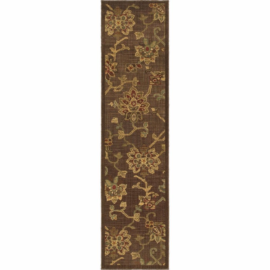 Woven - Allure Brown Green Floral  Transitional Rug