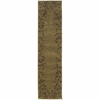 Allure Green Brown Floral  Transitional Rug - Free Shipping