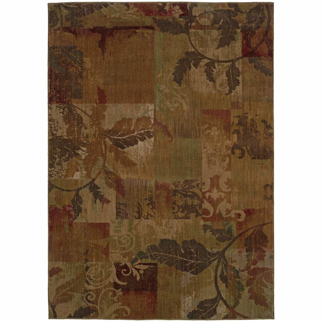 Allure Green Red Botanical Geometric Transitional Rug - Free Shipping
