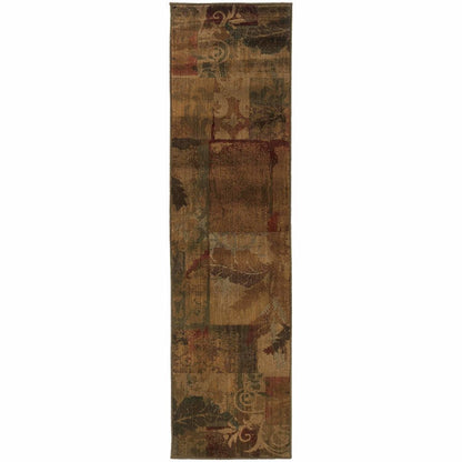 Woven - Allure Green Red Botanical Geometric Transitional Rug