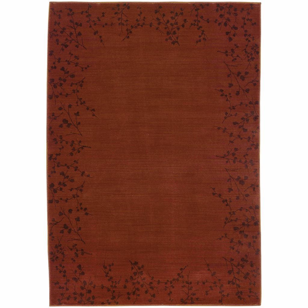 Allure Red Brown Floral  Transitional Rug - Free Shipping