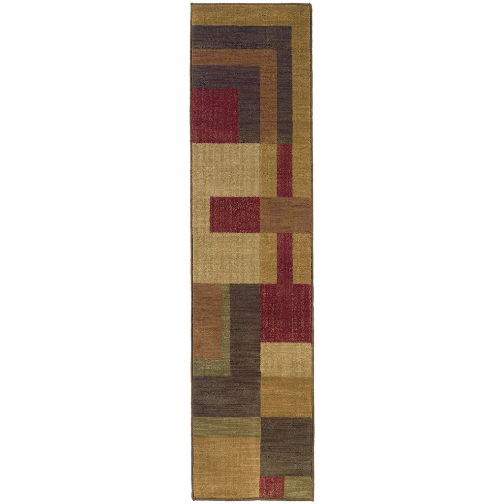 Allure Red Gold Geometric  Contemporary Rug - Free Shipping