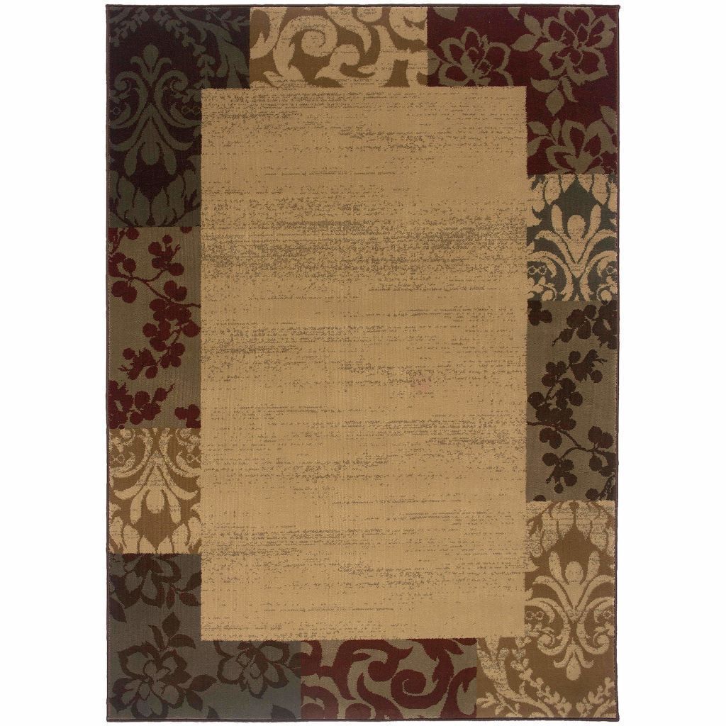 Amelia Beige Red Border  Transitional Rug - Free Shipping