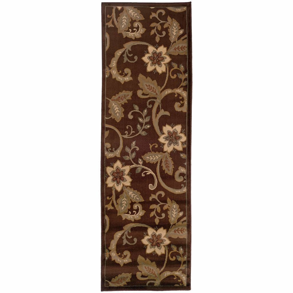 Amelia Brown Ivory Border  Transitional Rug - Free Shipping