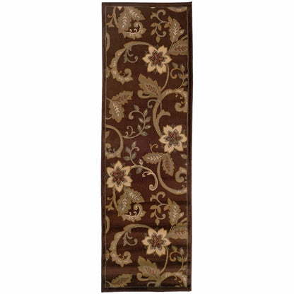Amelia Brown Ivory Border  Transitional Rug - Free Shipping