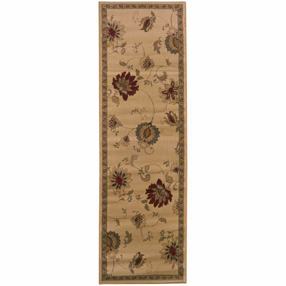 Amelia Ivory Green Floral  Transitional Rug - Free Shipping