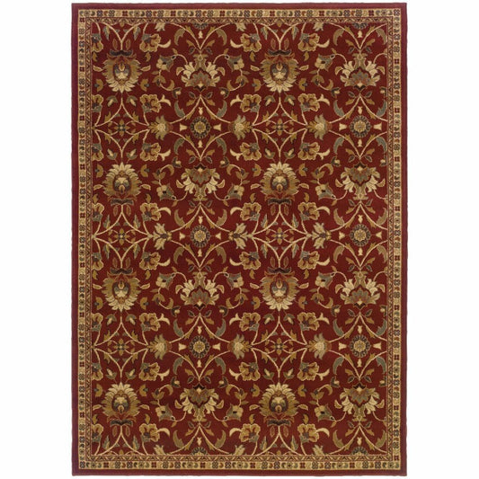 Amelia Red Ivory Floral  Transitional Rug - Free Shipping