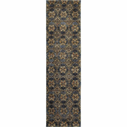 Woven - Andorra Blue Gold Oriental Medallion Traditional Rug