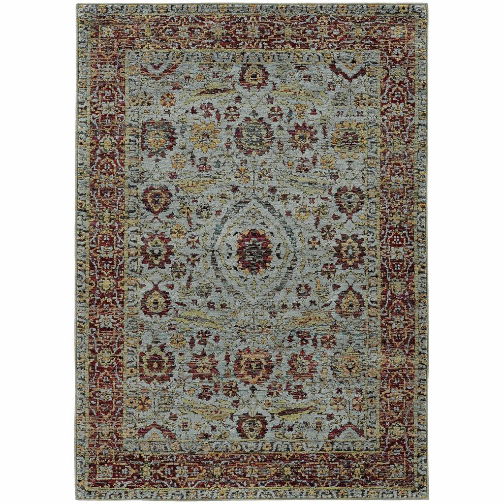 Andorra Blue Red Oriental Persian Traditional Rug - Free Shipping