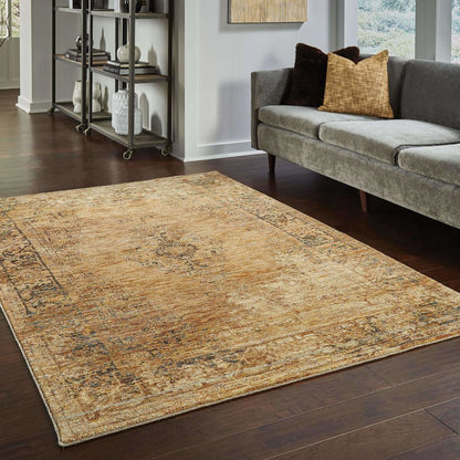 Woven - Andorra Gold Brown Oriental Distressed Traditional Rug