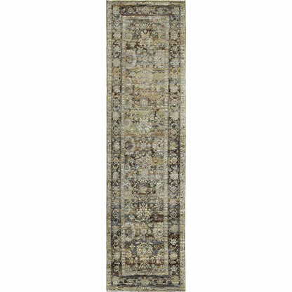 Woven - Andorra Green Brown Oriental Distressed Traditional Rug