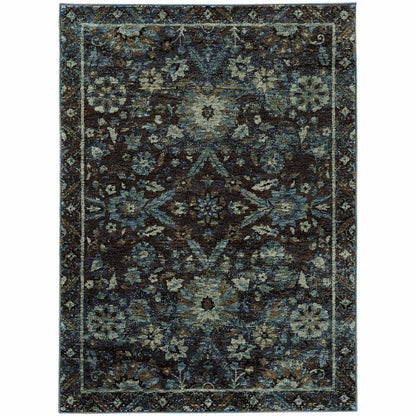Andorra Navy Blue Oriental Overdyed Traditional Rug - Free Shipping