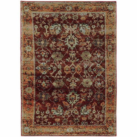 Andorra Red Gold Oriental Persian Traditional Rug - Free Shipping