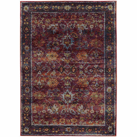 Andorra Red Purple Oriental Oriental Traditional Rug - Free Shipping
