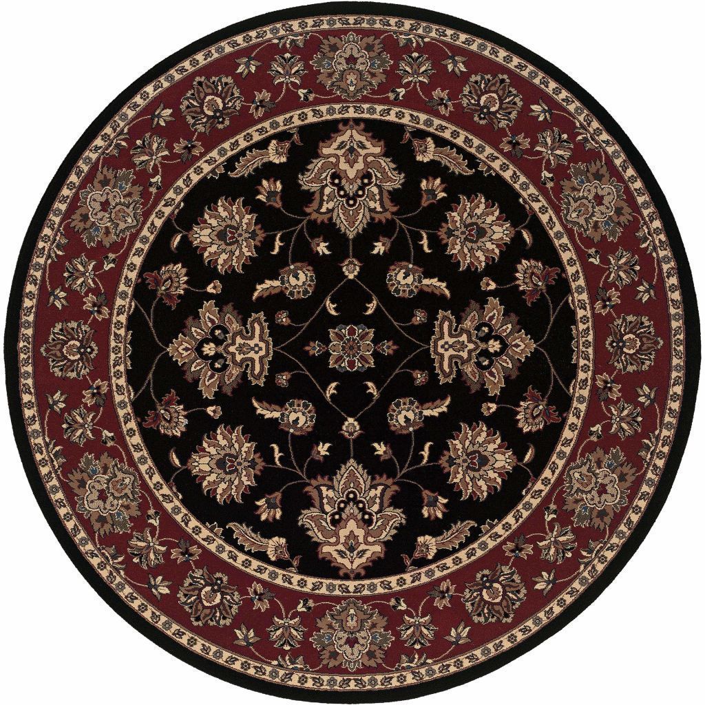 Woven - Ariana Black Red Floral  Traditional Rug
