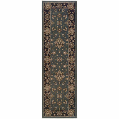 Woven - Ariana Blue Black Floral  Traditional Rug
