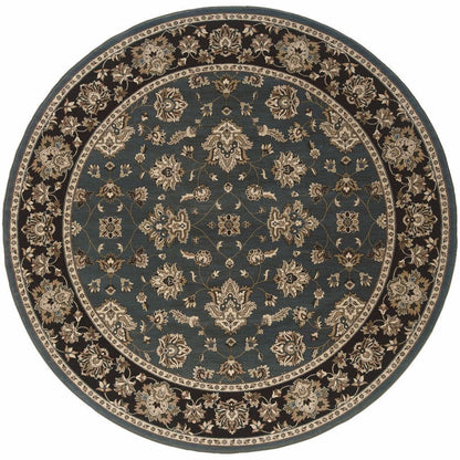 Woven - Ariana Blue Black Floral  Traditional Rug