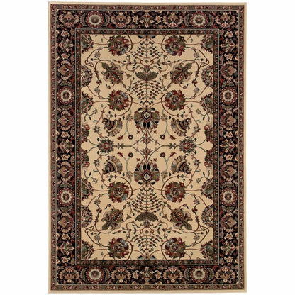 Ariana Ivory Black Floral  Traditional Rug - Free Shipping