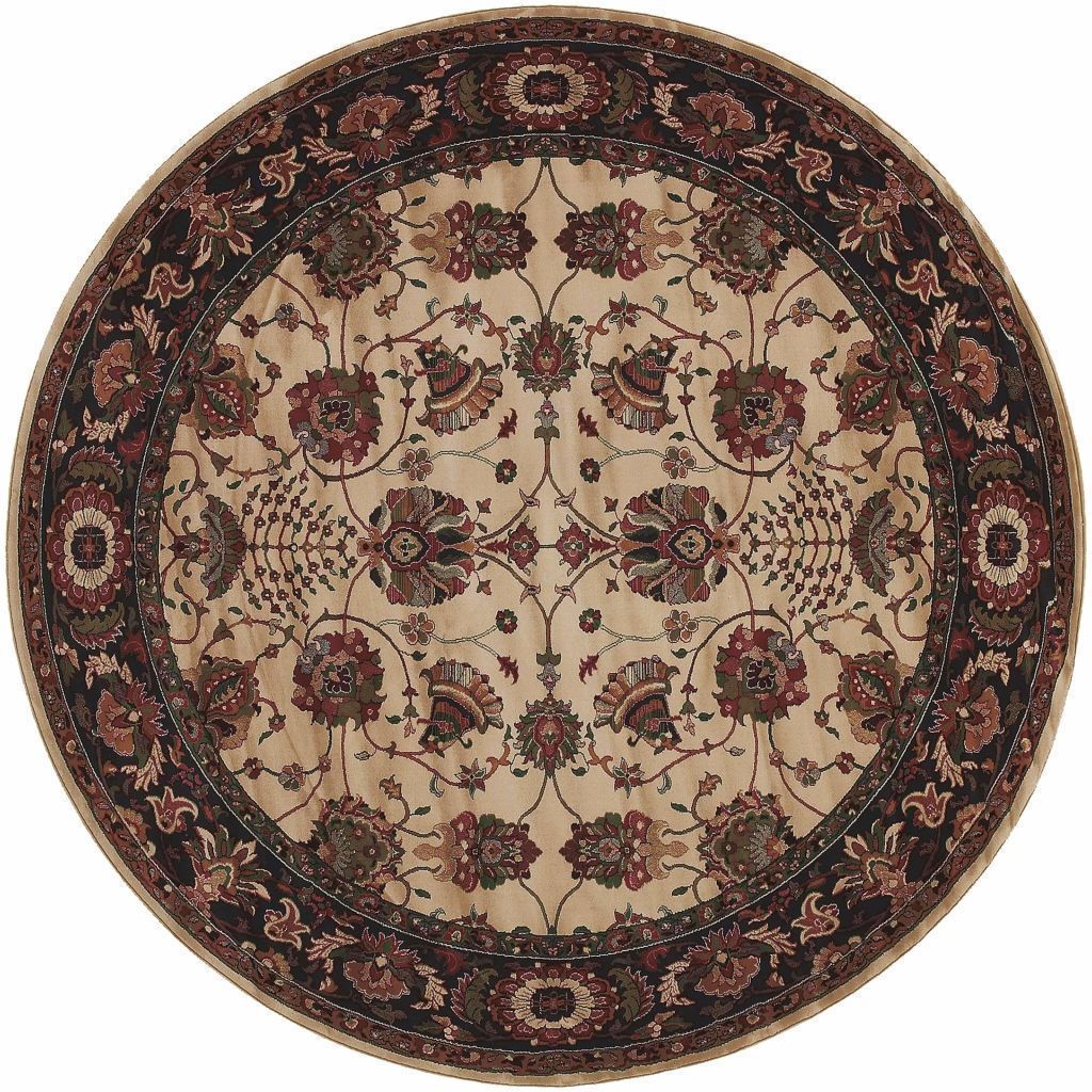 Woven - Ariana Ivory Black Floral  Traditional Rug