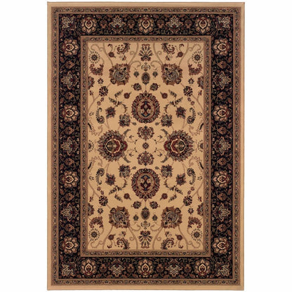 Ariana Ivory Black Oriental Traditional Traditional Rug - Free Shipping