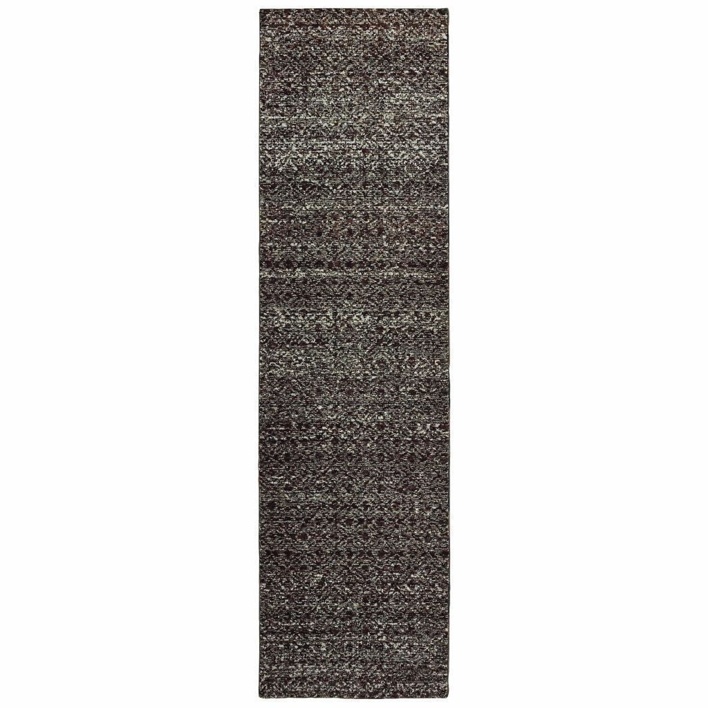 Woven - Atlas Black Grey Geometric Distressed Casual Rug
