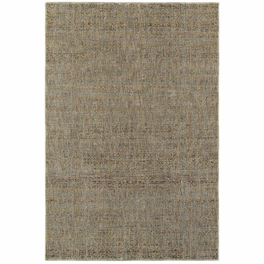 Atlas Blue Gold Geometric Distressed Casual Rug - Free Shipping