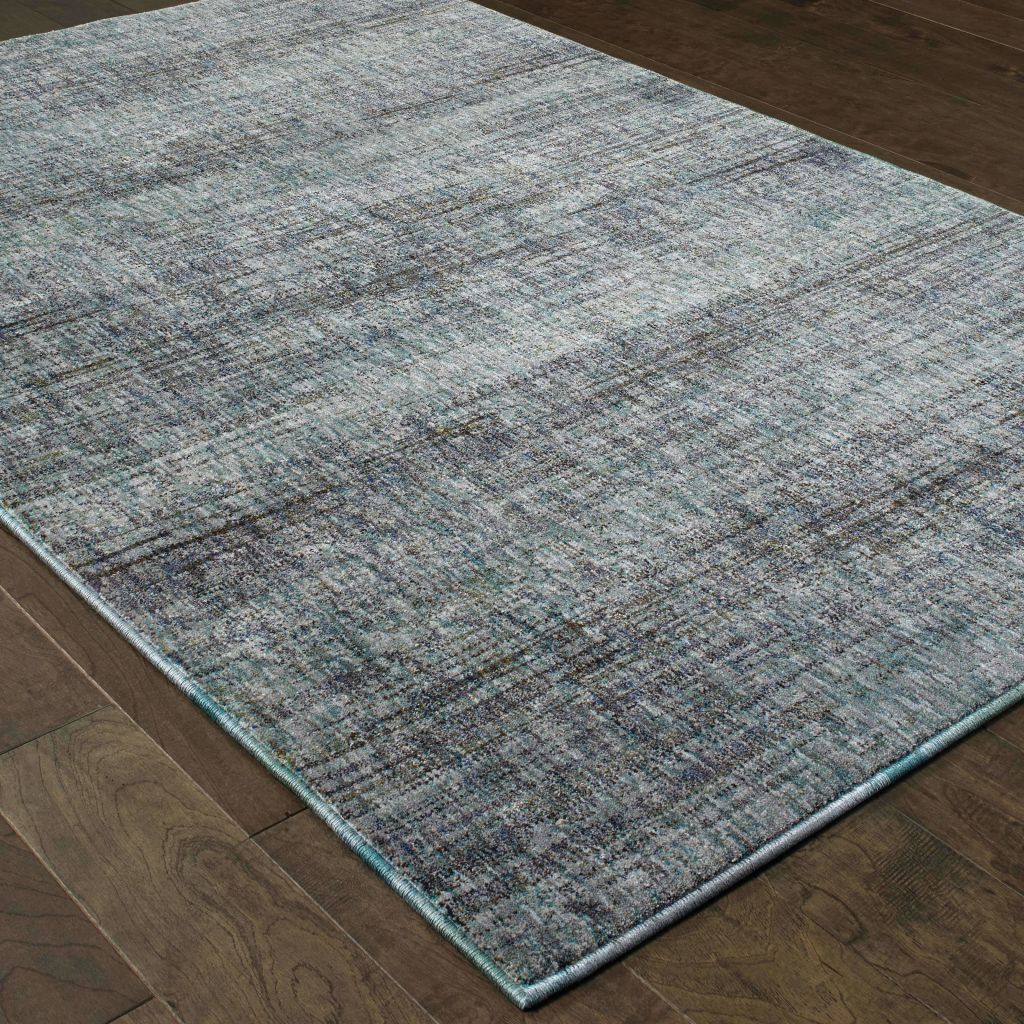 Woven - Atlas Blue Grey Solid Distressed Casual Rug