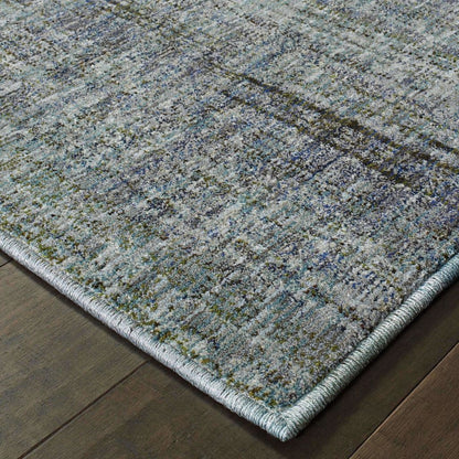 Woven - Atlas Blue Grey Solid Distressed Casual Rug