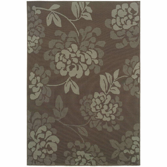 Bali Grey Blue Floral  Outdoor Rug - Free Shipping