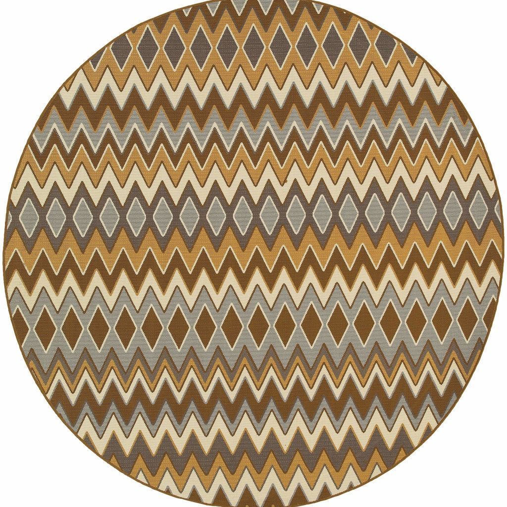 Woven - Bali Grey Gold Geometric Chevron Outdoor Rug