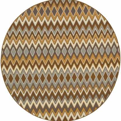 Woven - Bali Grey Gold Geometric Chevron Outdoor Rug