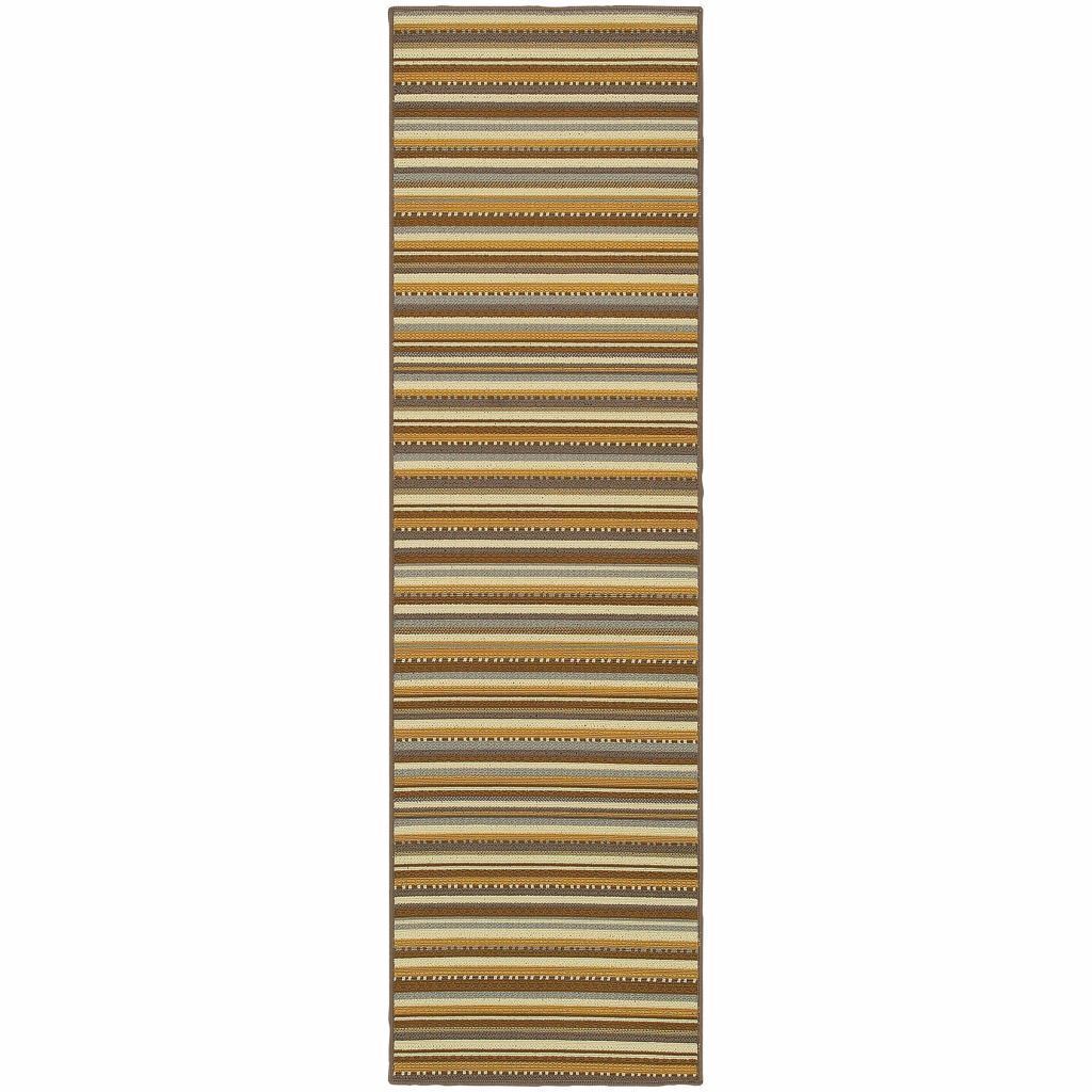 Woven - Bali Grey Gold Stripe  Outdoor Rug