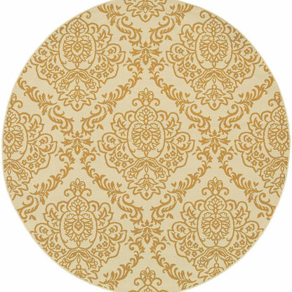 Woven - Bali Ivory Gold Floral  Outdoor Rug
