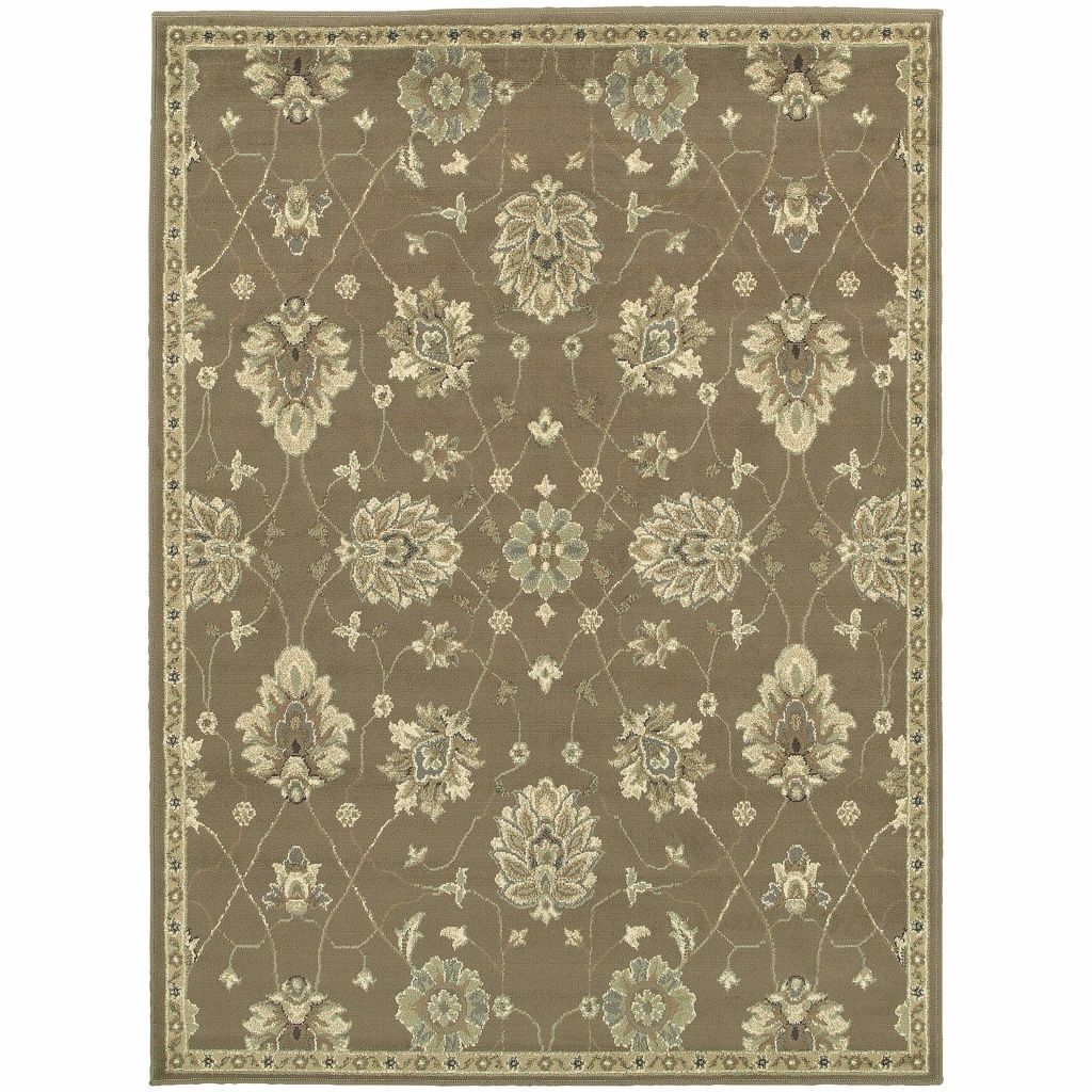 Brentwood Brown Beige Oriental Floral Traditional Rug - Free Shipping