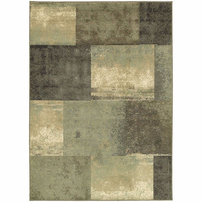 Brentwood Brown Green Geometric Block Transitional Rug - Free Shipping
